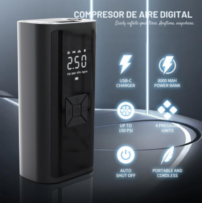 COMPRESOR DE AIRE CON WIRELESS DIGITAL: Potencia y tecnología en una sola herramienta.💪