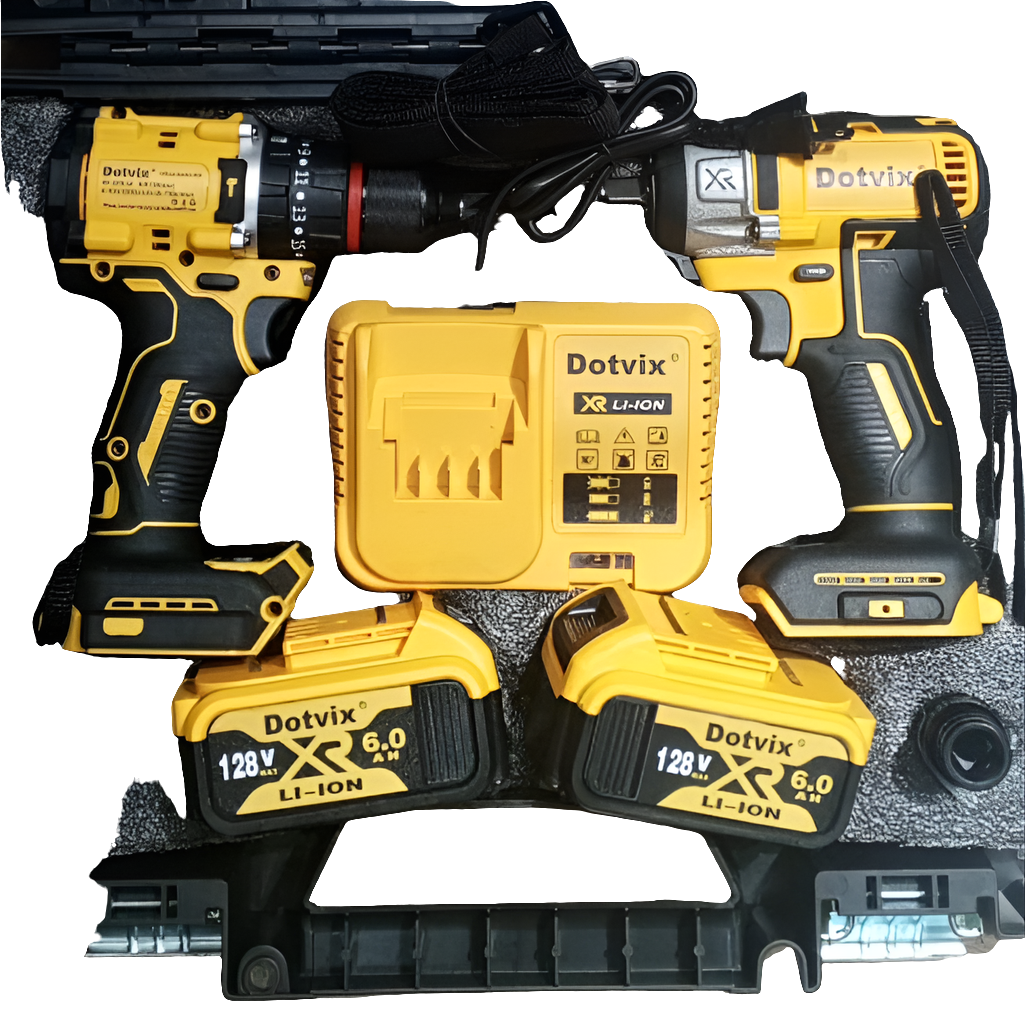 KIT DE TALADRO Y ATORNILLADOR INALAMBRICO DOTVIX 2 BATERIAS DE 128V: Potencia y comodidad en tus manos.✨💪✅