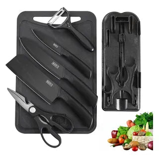 JUEGO DE CUCHILLOS 7 PIEZAS: La herramienta perfecta para cualquier chef.🔪✂️👩‍🍳🍖